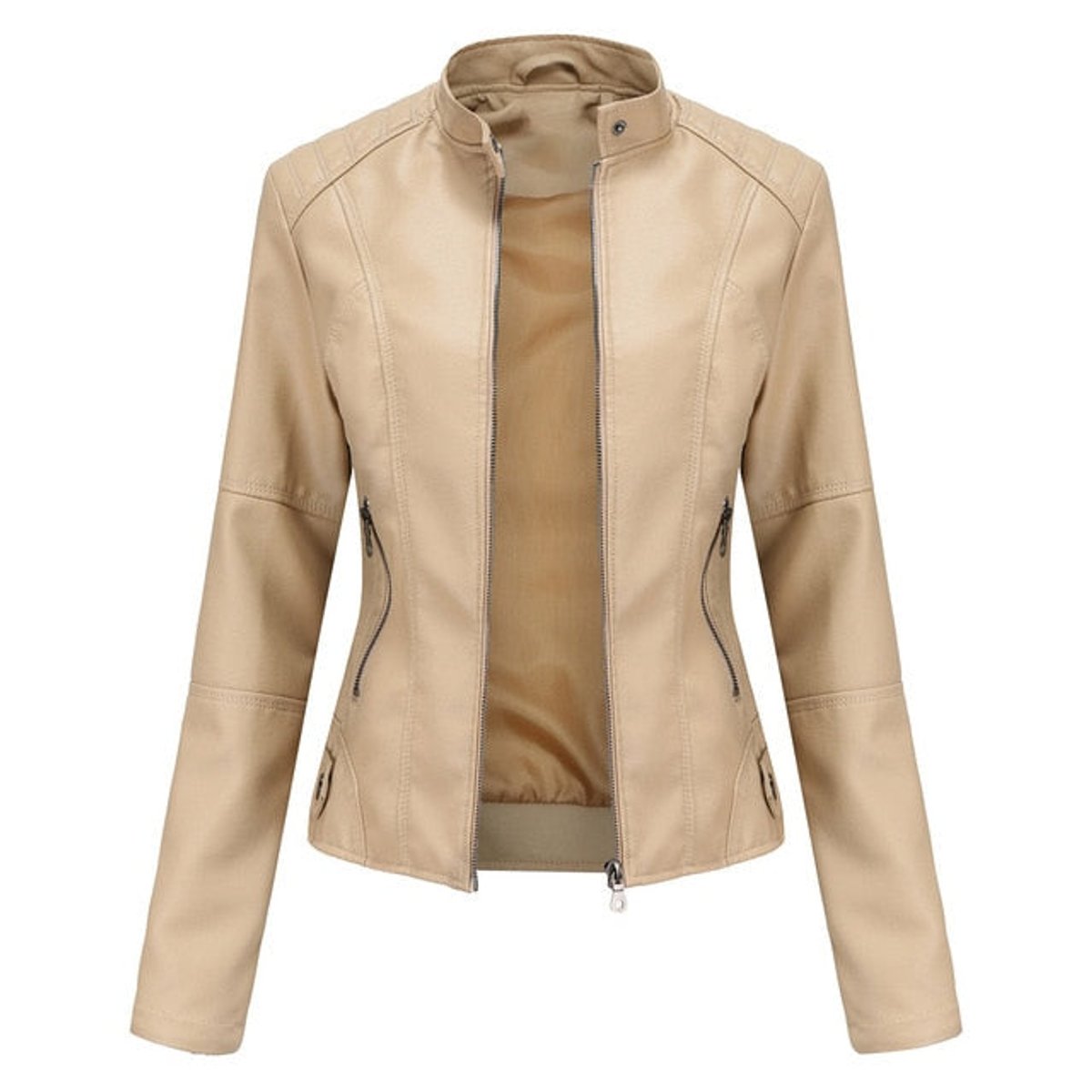 Bikerjacke Damen | Taillierte Passform & Stehkragen 1