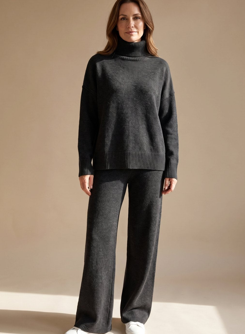 Strick Lounge-Set Damen | Oversized Rollkragen & Weite Hose 10