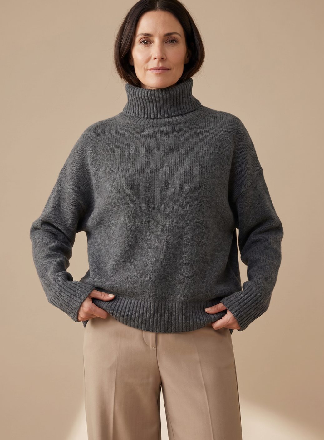 Strick Lounge-Set Damen | Oversized Rollkragen & Weite Hose 7