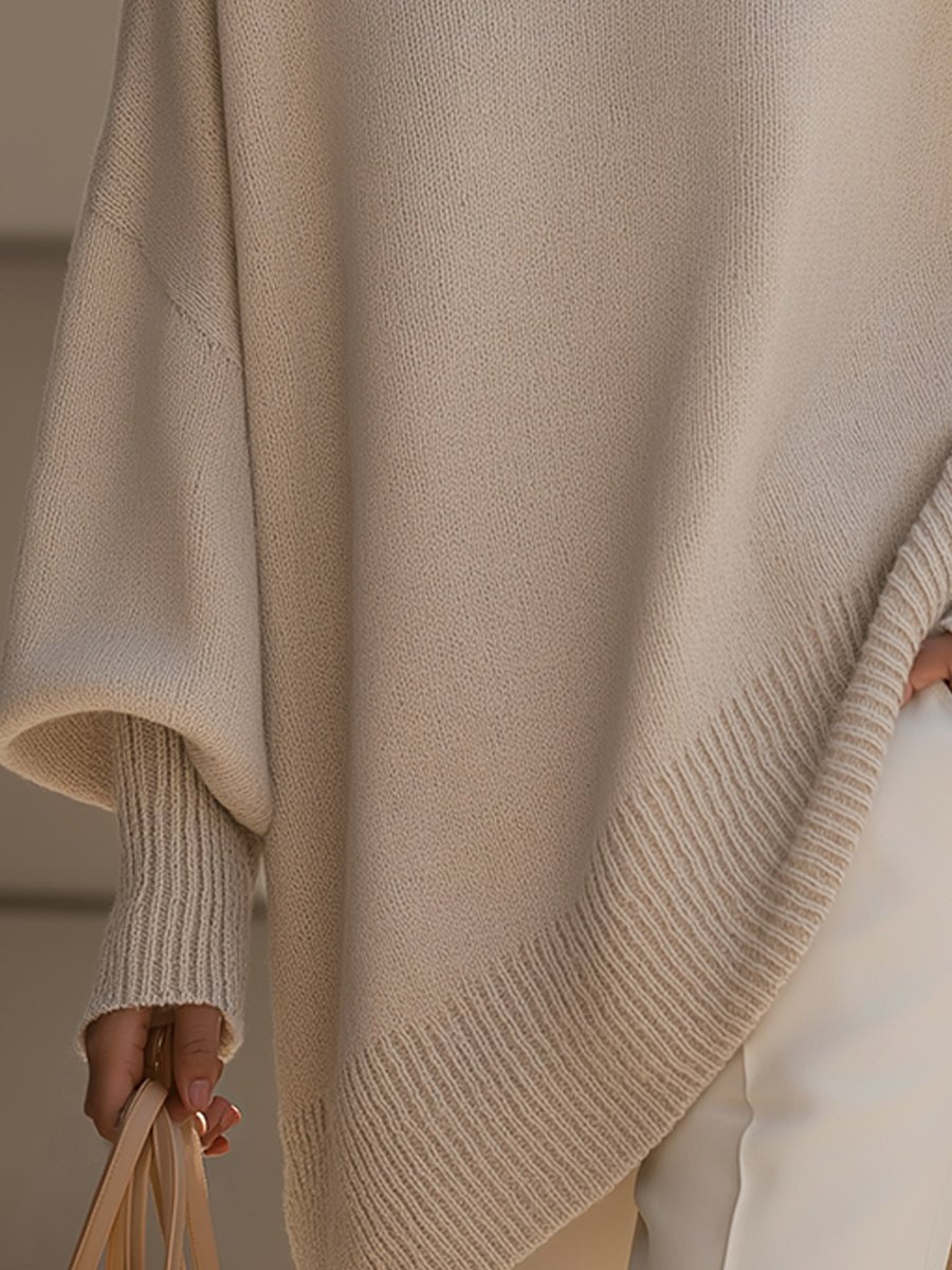 Damen Oversized Fledermausarm Strick Sweater