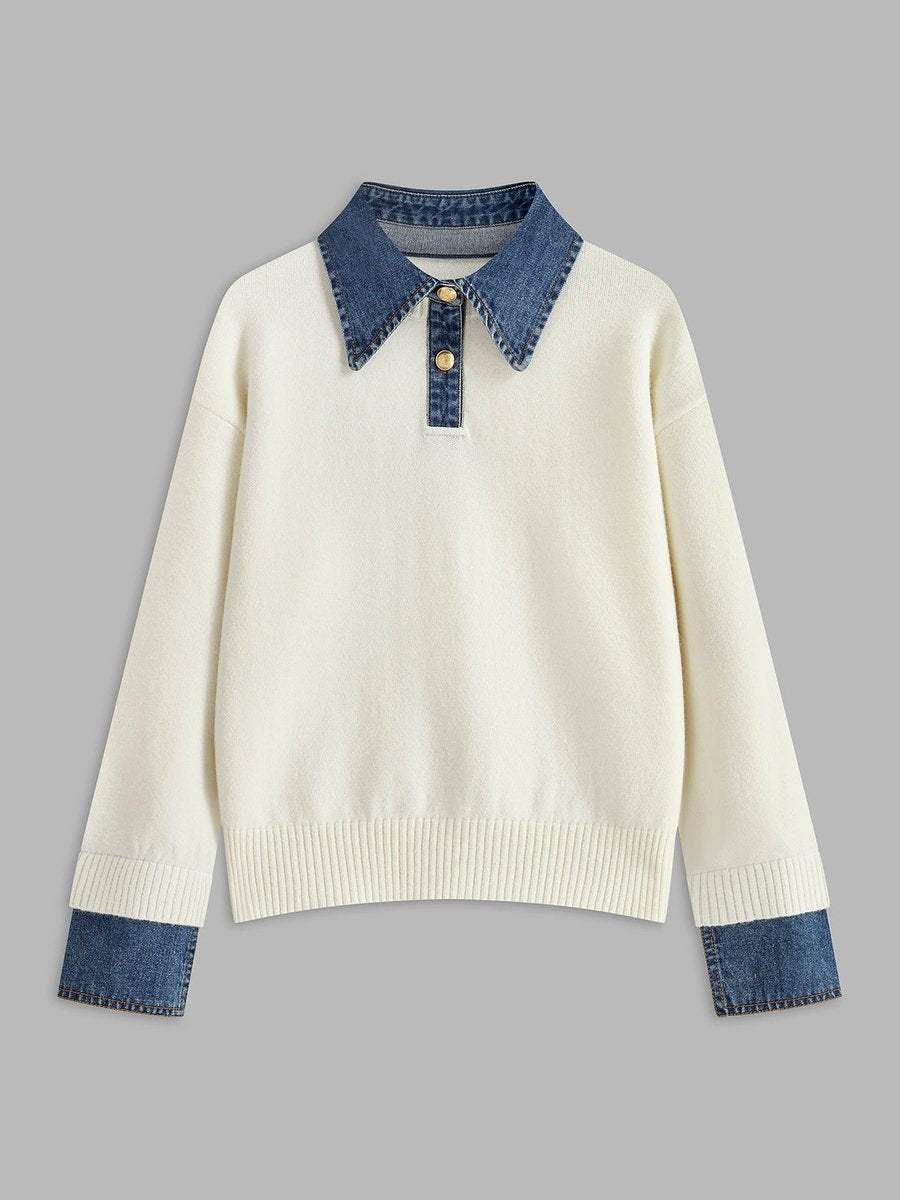Strickpullover Damen | Jeanskragen & Eleganter Look 10