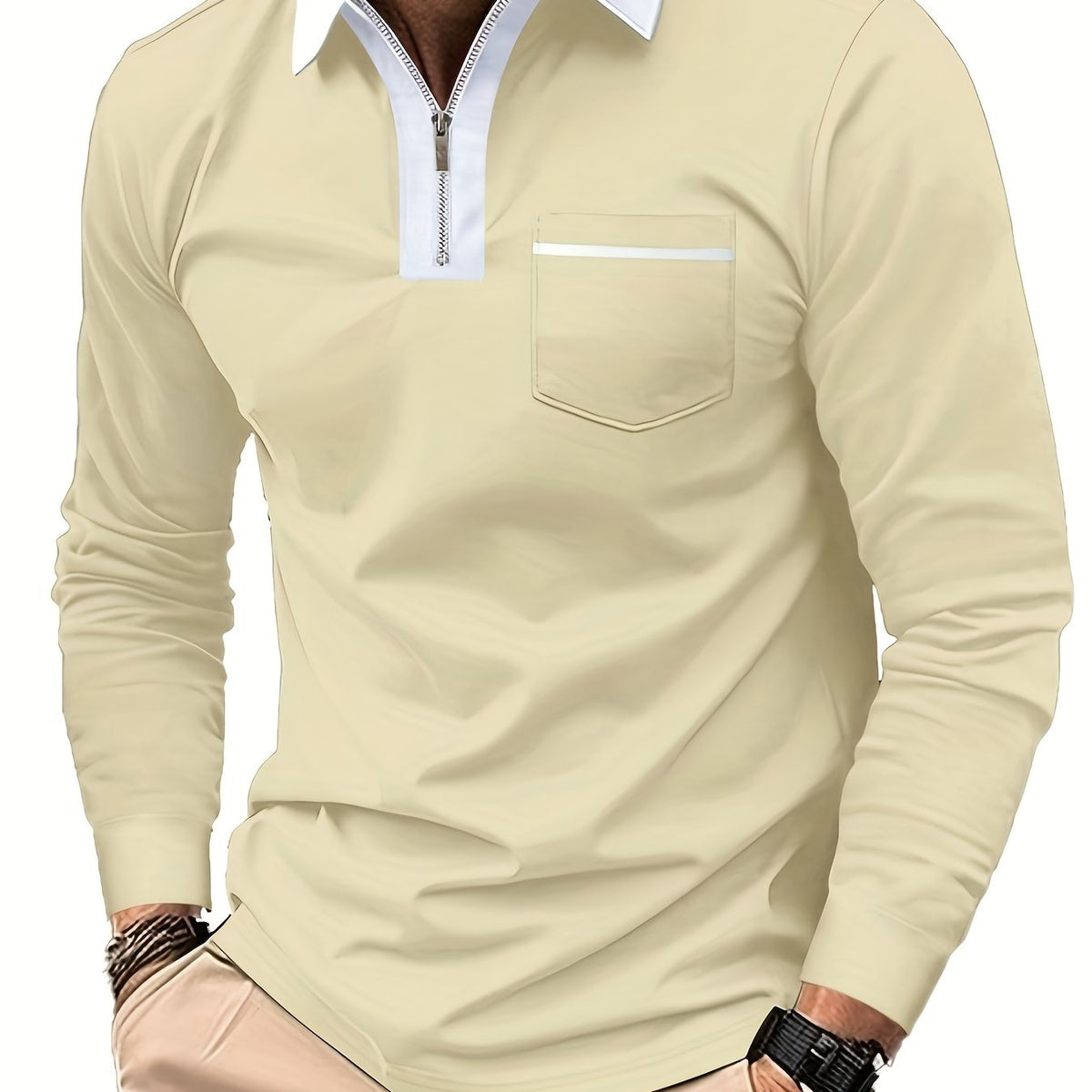 Poloshirt Herren Langarm | Reißverschlusskragen & Bequem