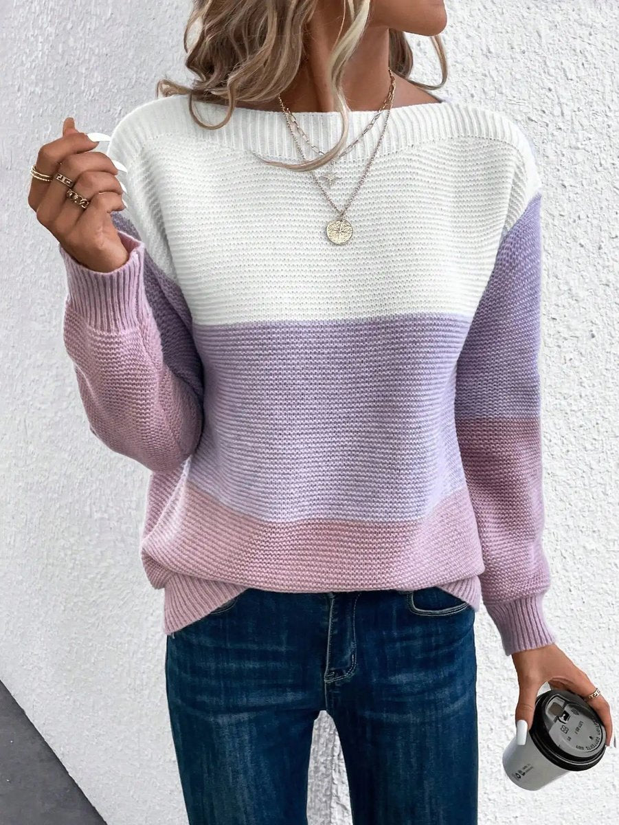 Strickpullover Damen | Farbblock Design & Weich
