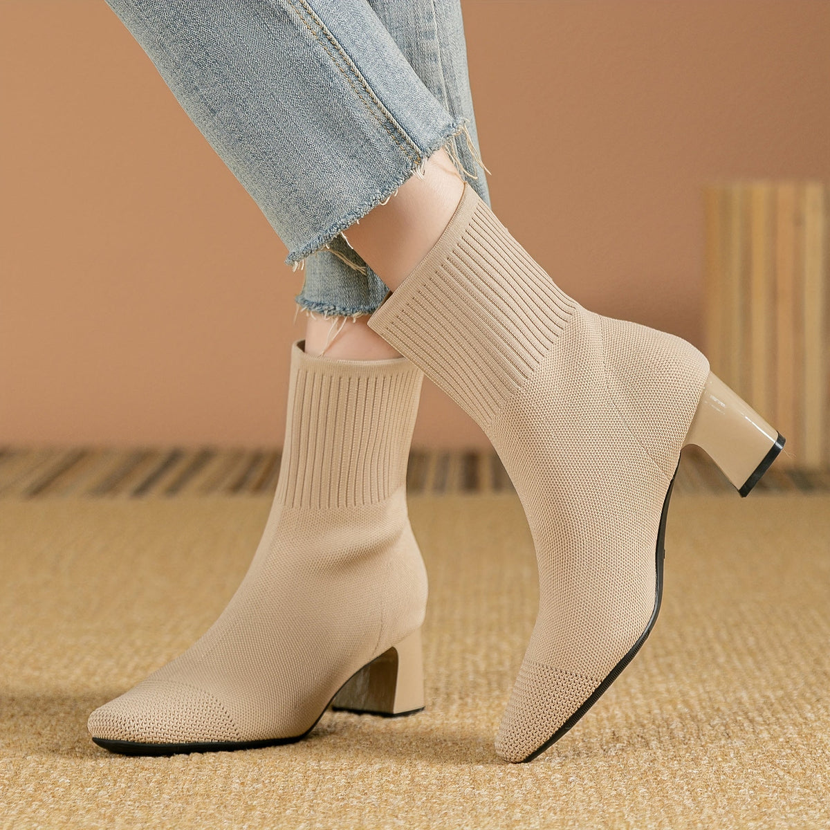 Strick-Stiefeletten Damen | Blockabsatz & Bequem 13