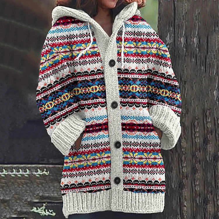 Strickjacke Damen | Norwegermuster mit Kapuze 1