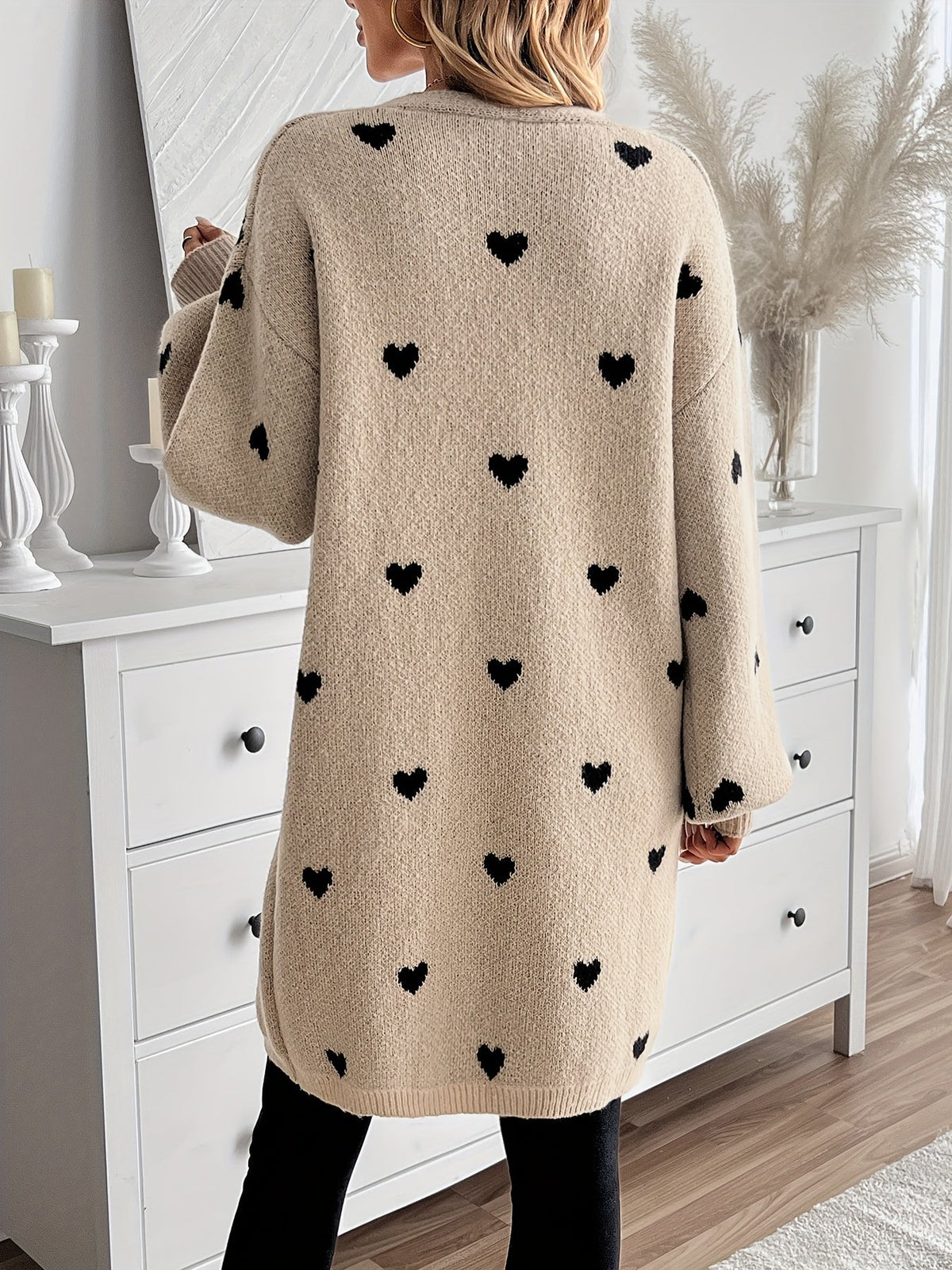 Cardigan Damen | Herzchenmuster & Offene Front 3