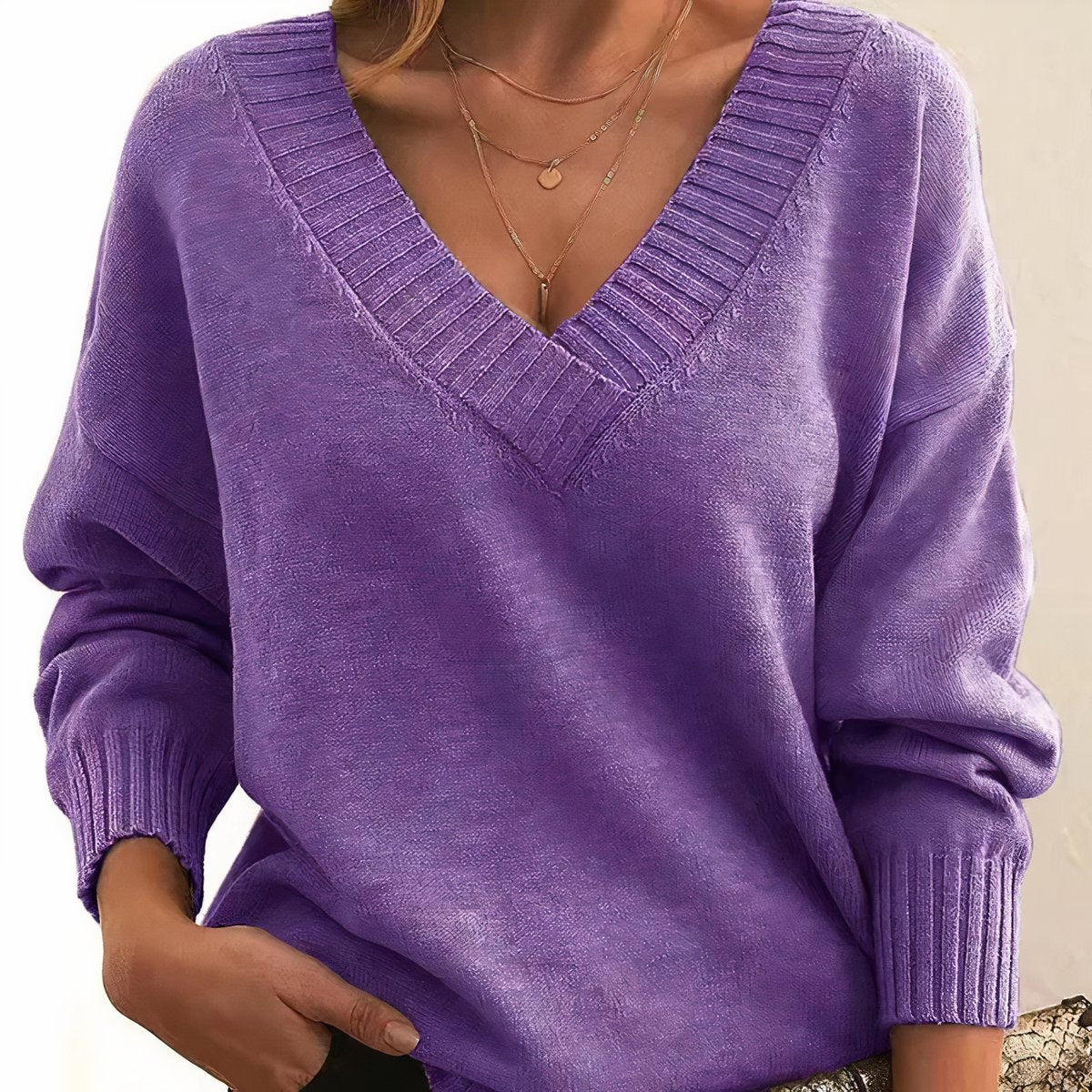 Strickpullover Damen | Weicher V-Ausschnitt 11