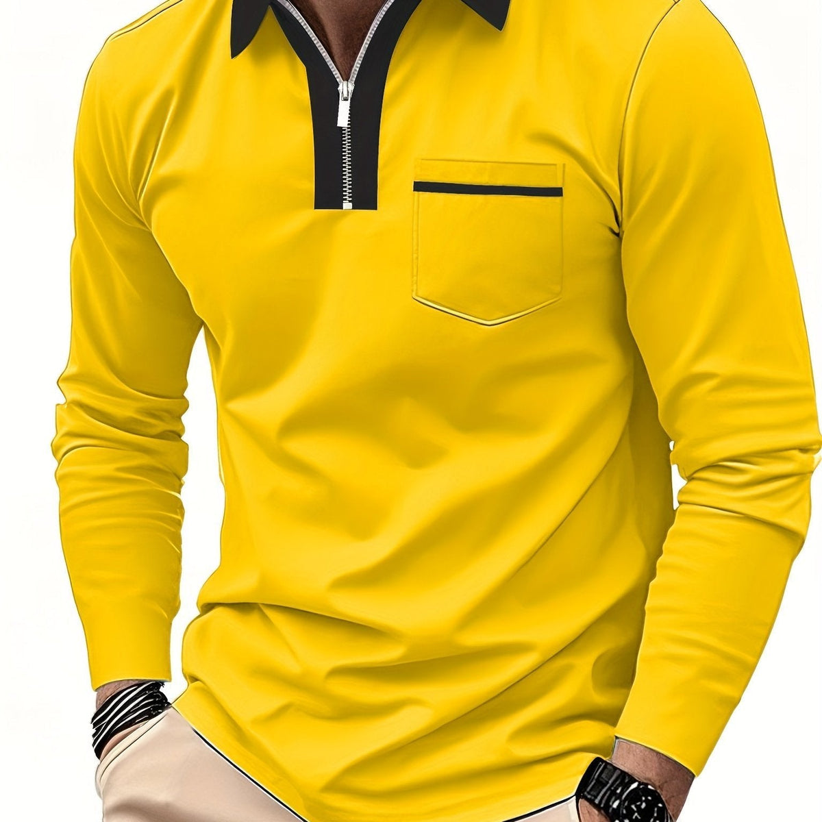 Poloshirt Herren Langarm | Reißverschlusskragen & Bequem