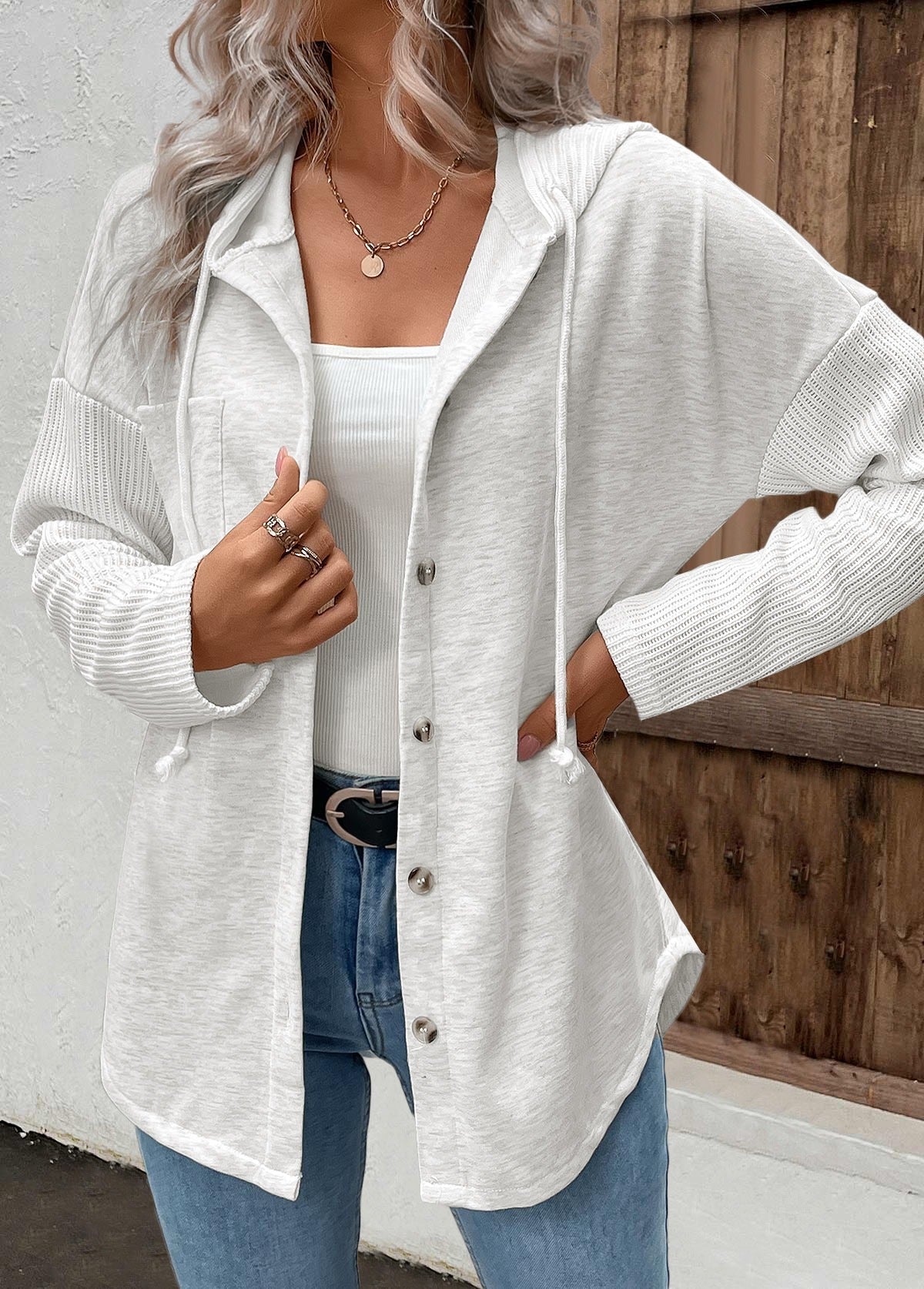 Kapuzenpullover Damen | Knopfleiste & Langarm 4