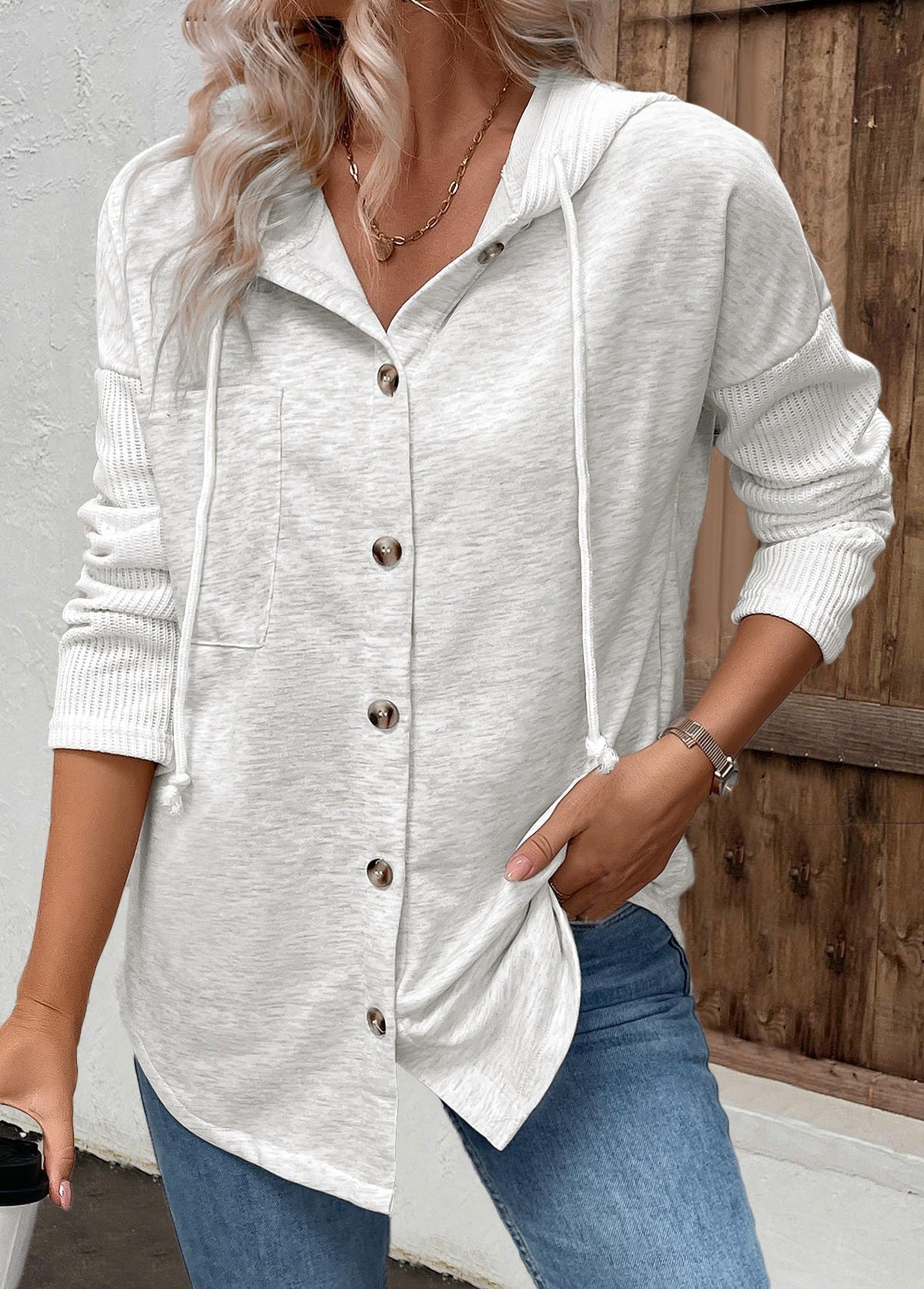 Kapuzenpullover Damen | Knopfleiste & Langarm 7