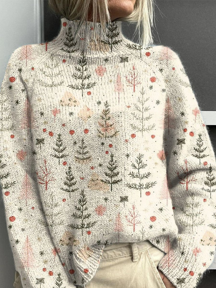 Rollkragenpullover Damen | Weihnachtsbaum-Print & Kuschelige Wärme 1