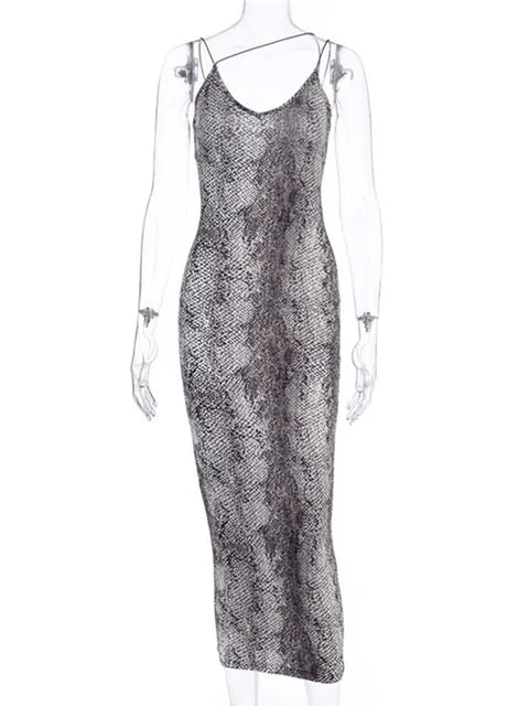 Lozenda - Damen Maxikleid mit Leoparden- und Schlangenmuster