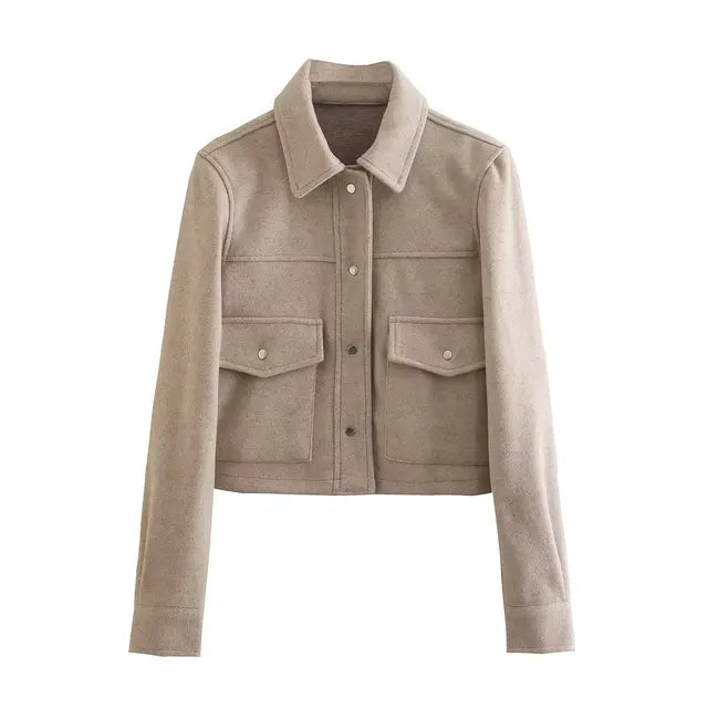 Lozenda - Damenwolljacke mit Umlegekragen und Knopfleiste