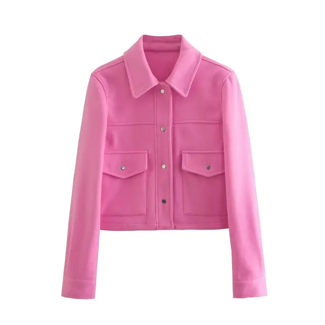 Lozenda - Damenwolljacke mit Umlegekragen und Knopfleiste