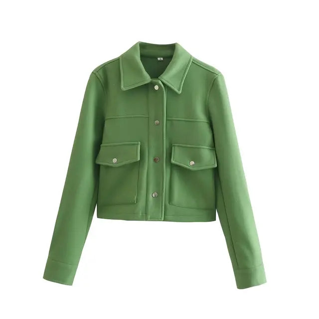 Lozenda - Damenwolljacke mit Umlegekragen und Knopfleiste