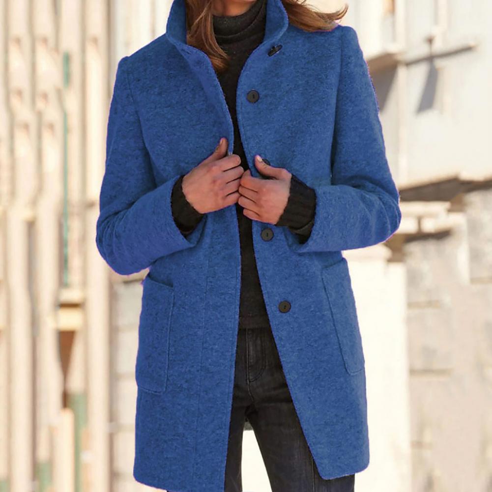 Lozenda - Elegante lange Jacke mit Stehkragen