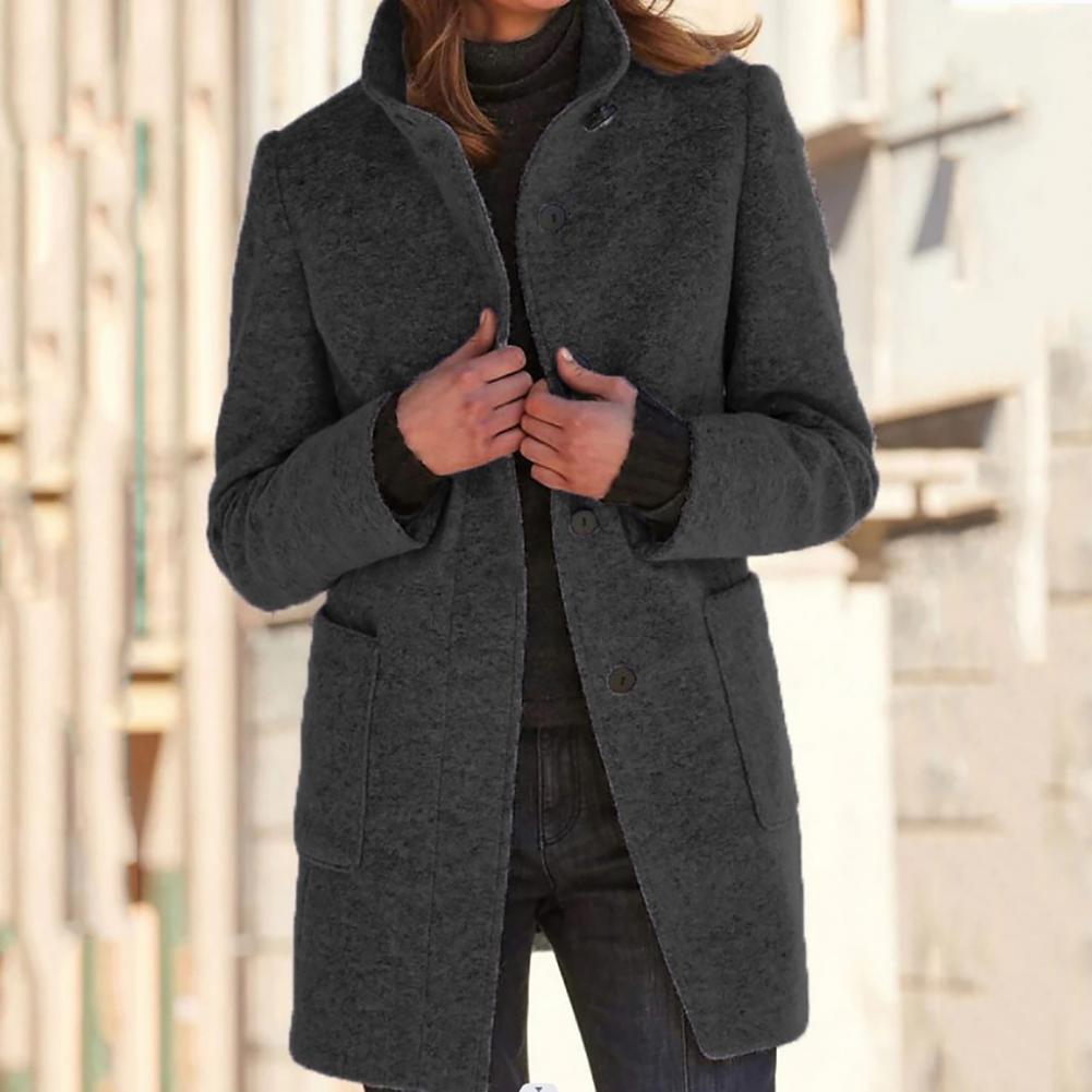 Lozenda - Elegante lange Jacke mit Stehkragen