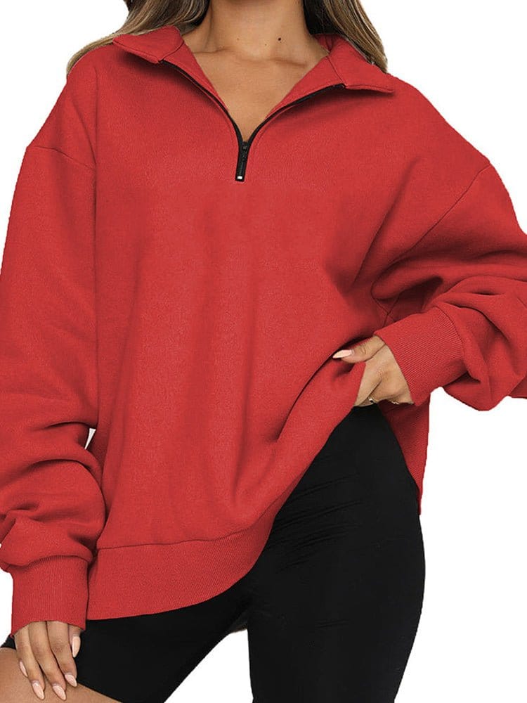 Lozenda - Halb Reißverschluss Festpullover Hoodie