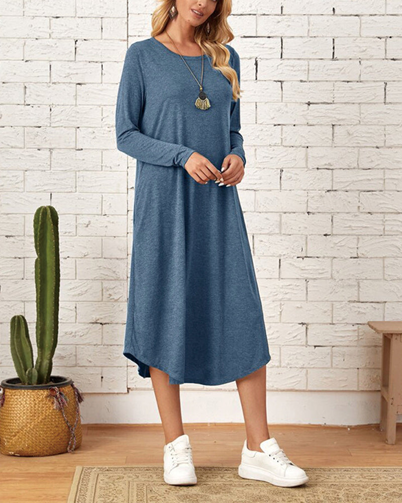 Lozenda - Herbst und Winter langärmeliges, locker geschwungenes Kleid