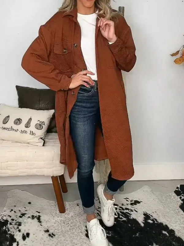 Lozenda - Lässige lange Jacke für Damen