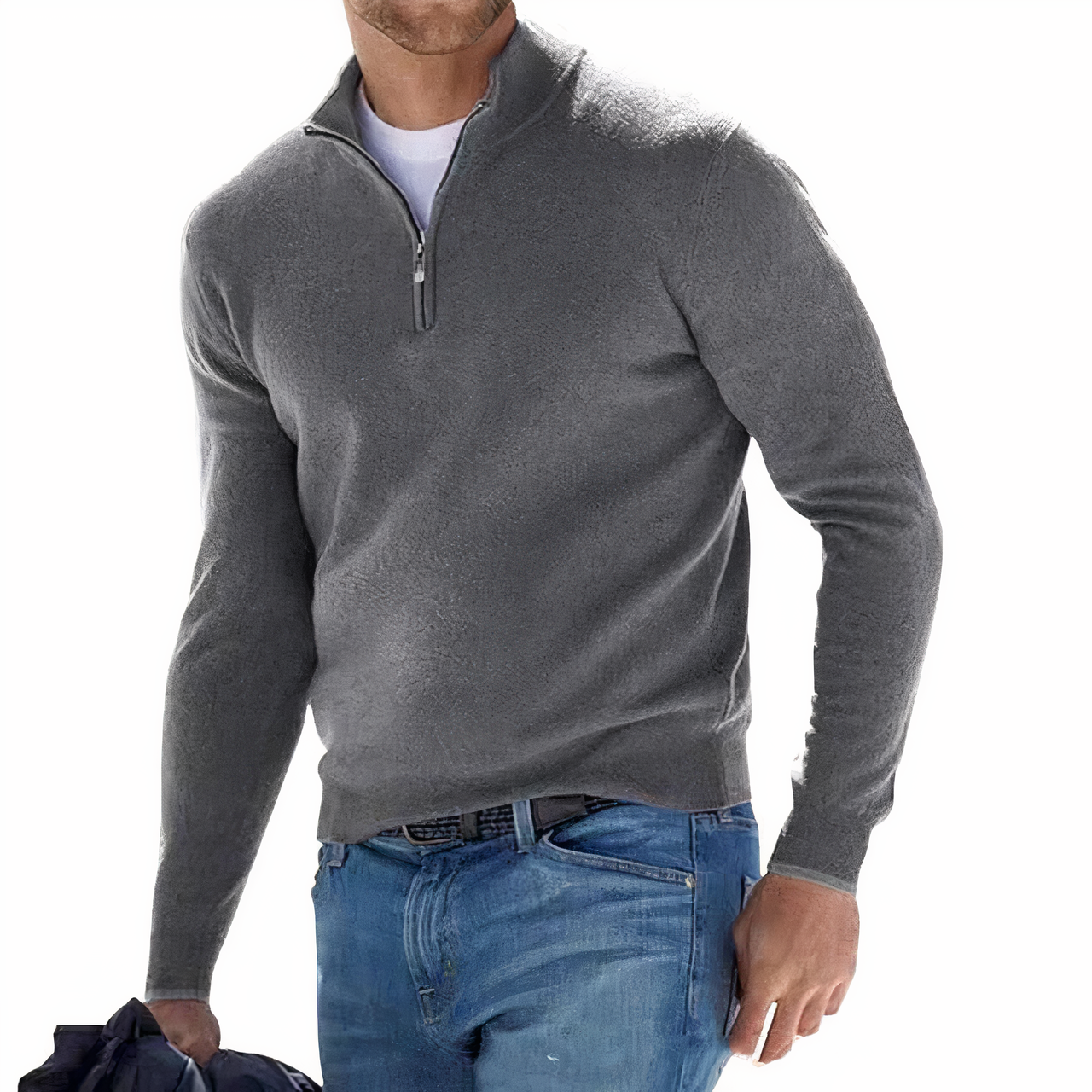 Lozenda - Pullover mit V-Ausschnitt und Reißverschluss