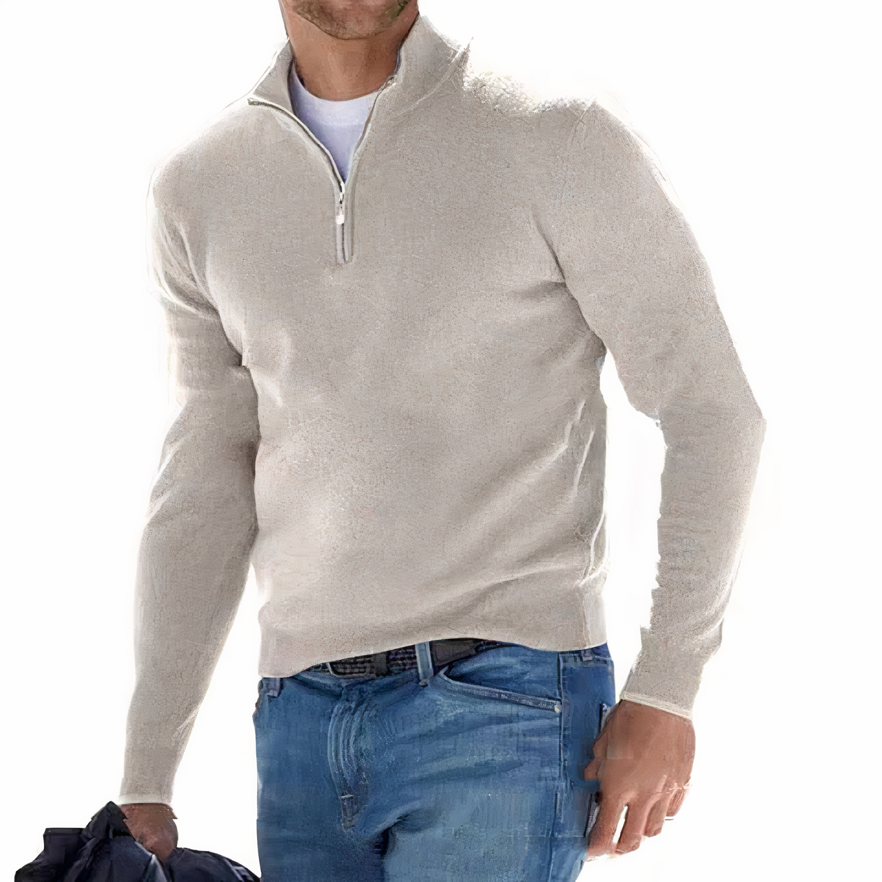 Lozenda - Pullover mit V-Ausschnitt und Reißverschluss