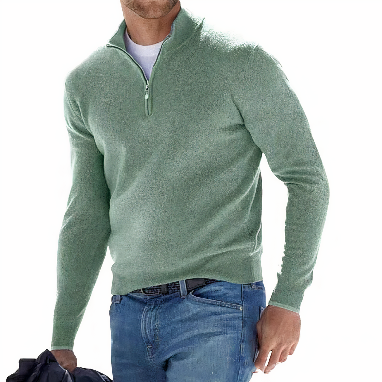 Lozenda - Pullover mit V-Ausschnitt und Reißverschluss