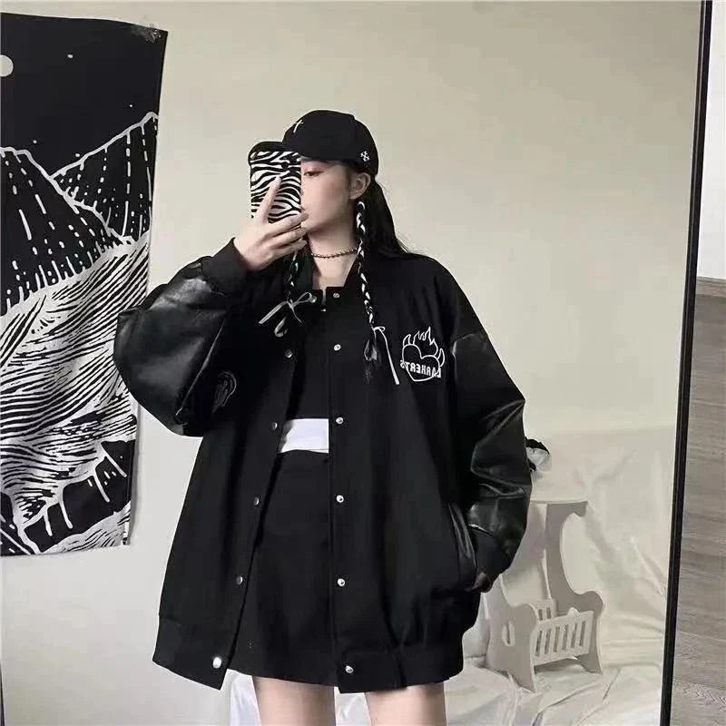 Lozenda - Schwarzer Harajuku Mantel für Frauen