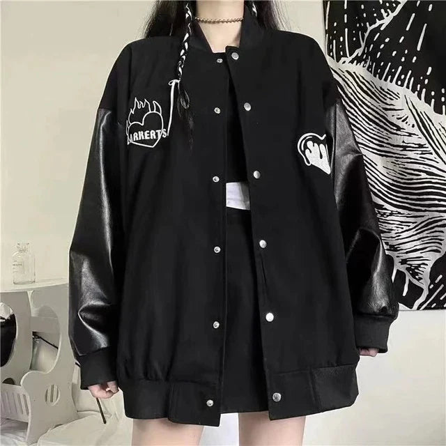 Lozenda - Schwarzer Harajuku Mantel für Frauen