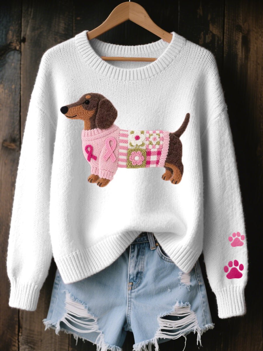 Strickpullover Damen | Dackel-Motiv & Oversize Passform 4