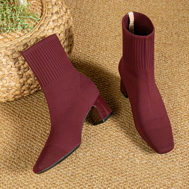 Strick-Stiefeletten Damen | Blockabsatz & Bequem 14