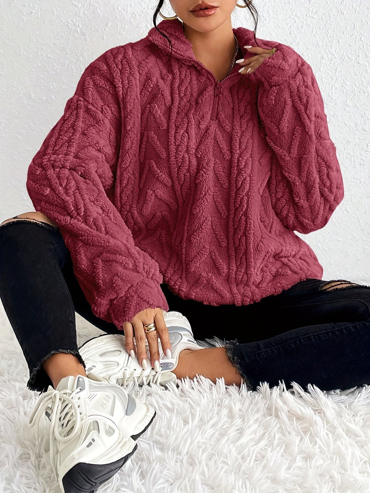 Quarter-Zip Pullover Damen | Kuschelig Warm & Leicht 6