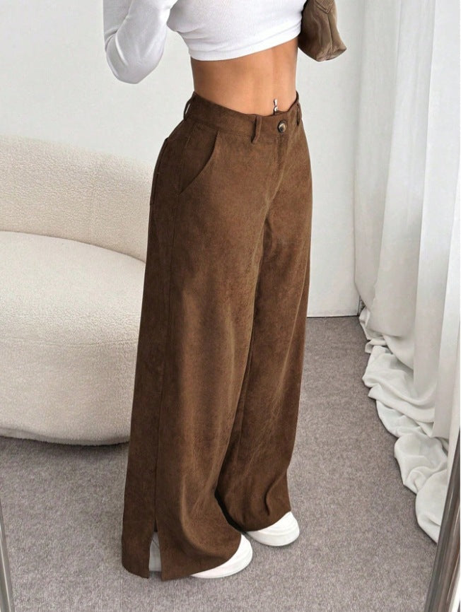 Weitbein Hose Damen | High-Waist & Beinschlitz