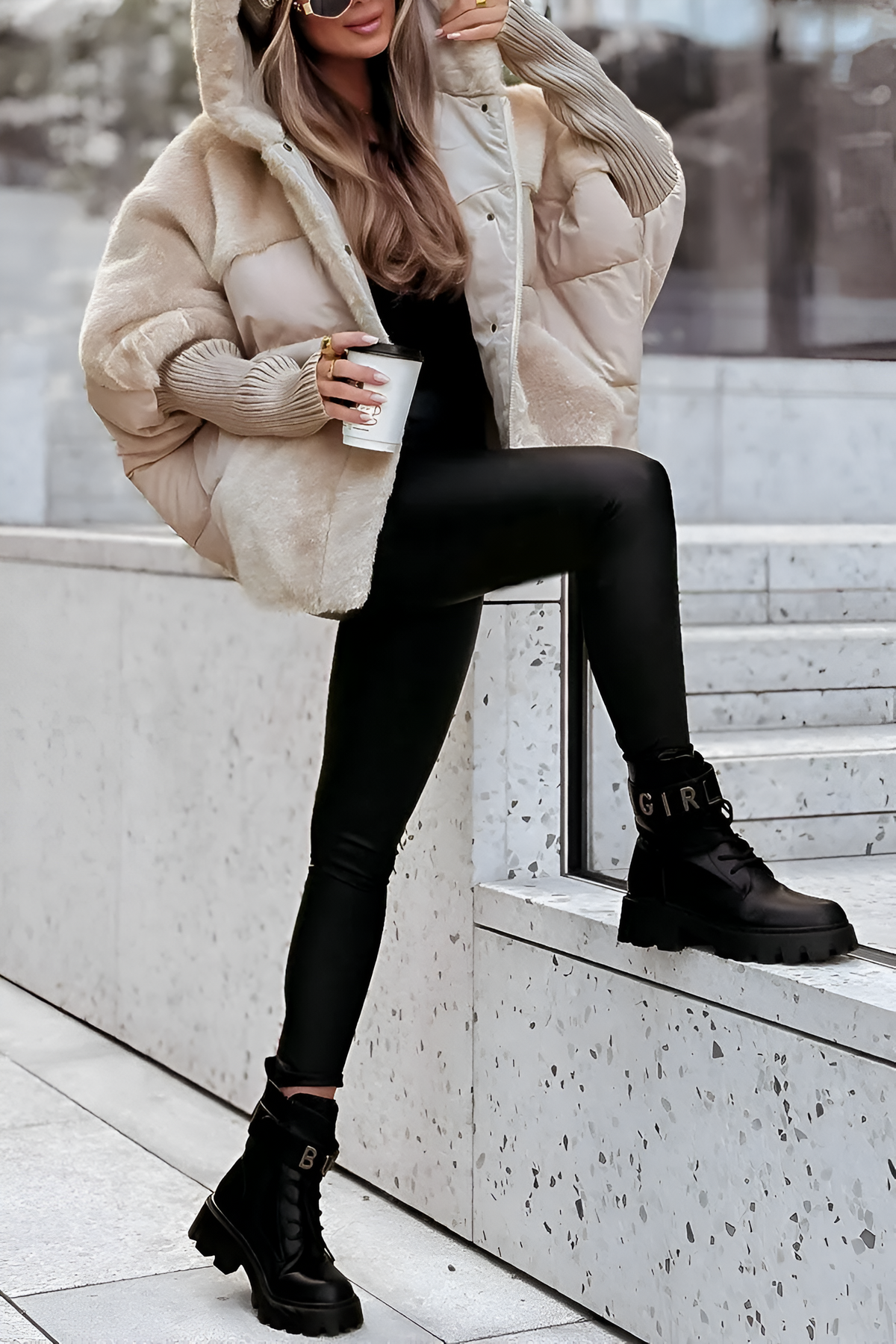 Steppjacke Damen | Oversized Schnitt mit Kapuze 5