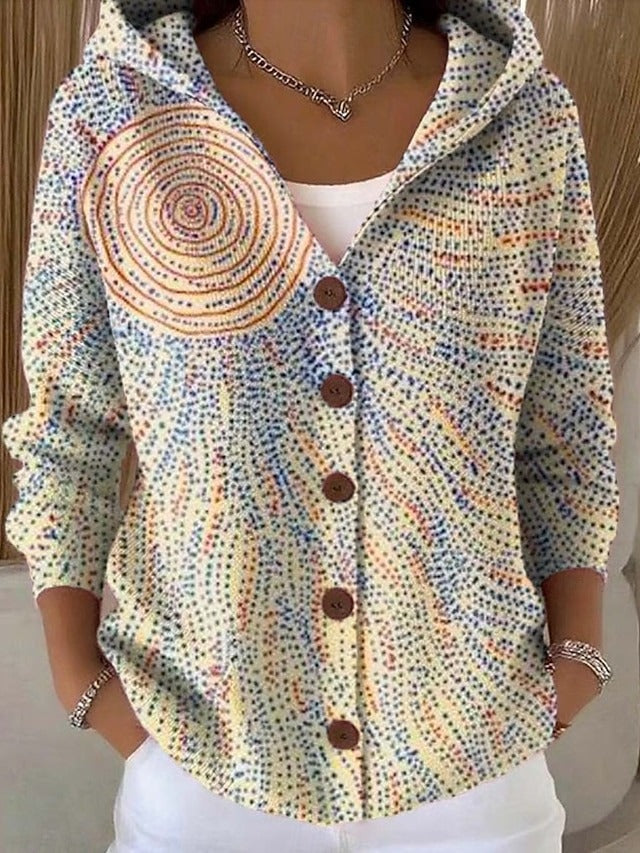 Damen Kapuzenstrickjacke mit Knöpfen und auffälligen Designs - J&B - 6 - Annoboutique