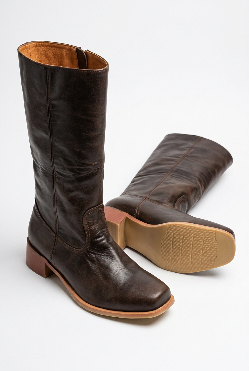 Damen Stiefel in Wadenhöhe – Stilvolles Design mit geschlossener Zehenpartie und stabilen Blockabsätzen - J&B - 16 - Annoboutique