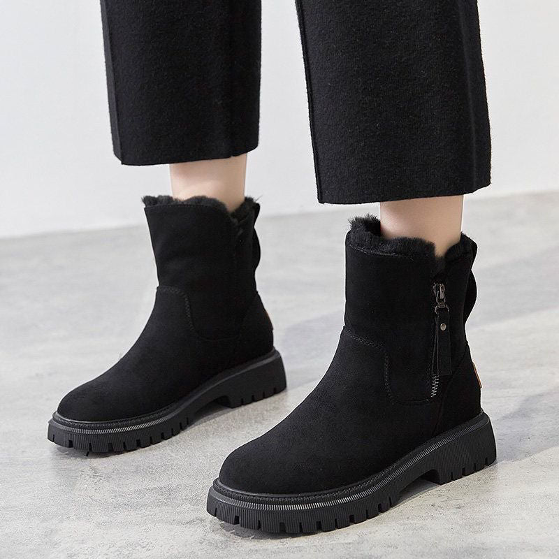 Elegante Damen-Stiefeletten mit quadratischem Absatz und kuscheligem Innenfutter - J&B - 1 - Annoboutique