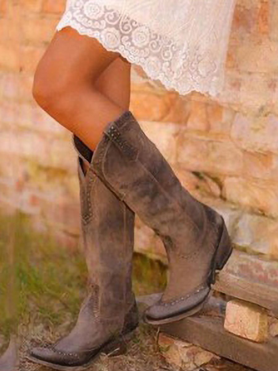 Damen Cowboystiefel bis zum Knie mit modischem Nieten-Detail - J&B - 4 - Annoboutique