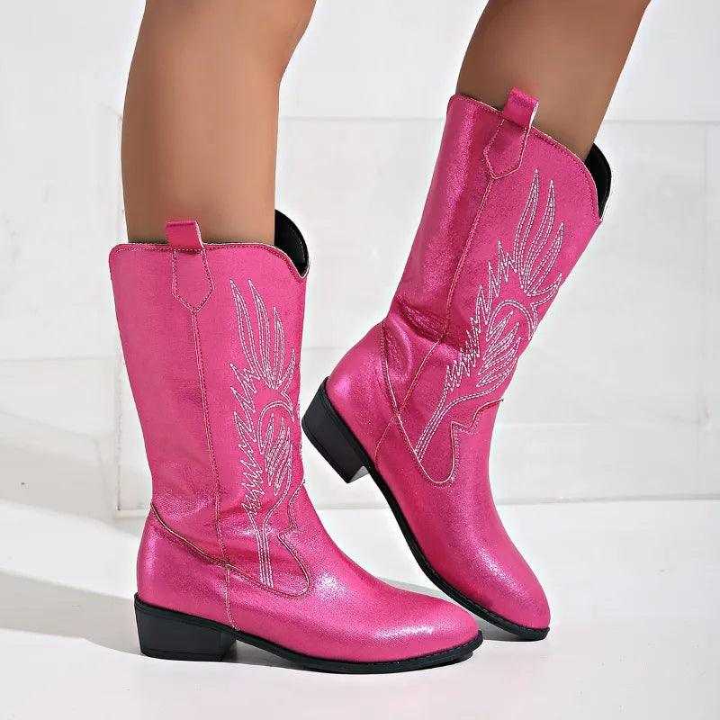 Elegante Damen Cowboystiefel mit Blockabsatz und ansprechender Verzierung - J&B - 10 - Annoboutique