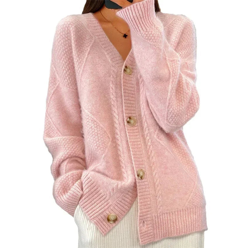 Elegante Damen-Strickjacke – Kuscheliges Design mit Knopfverschluss und langen Ärmeln - J&B - 4 - Annoboutique