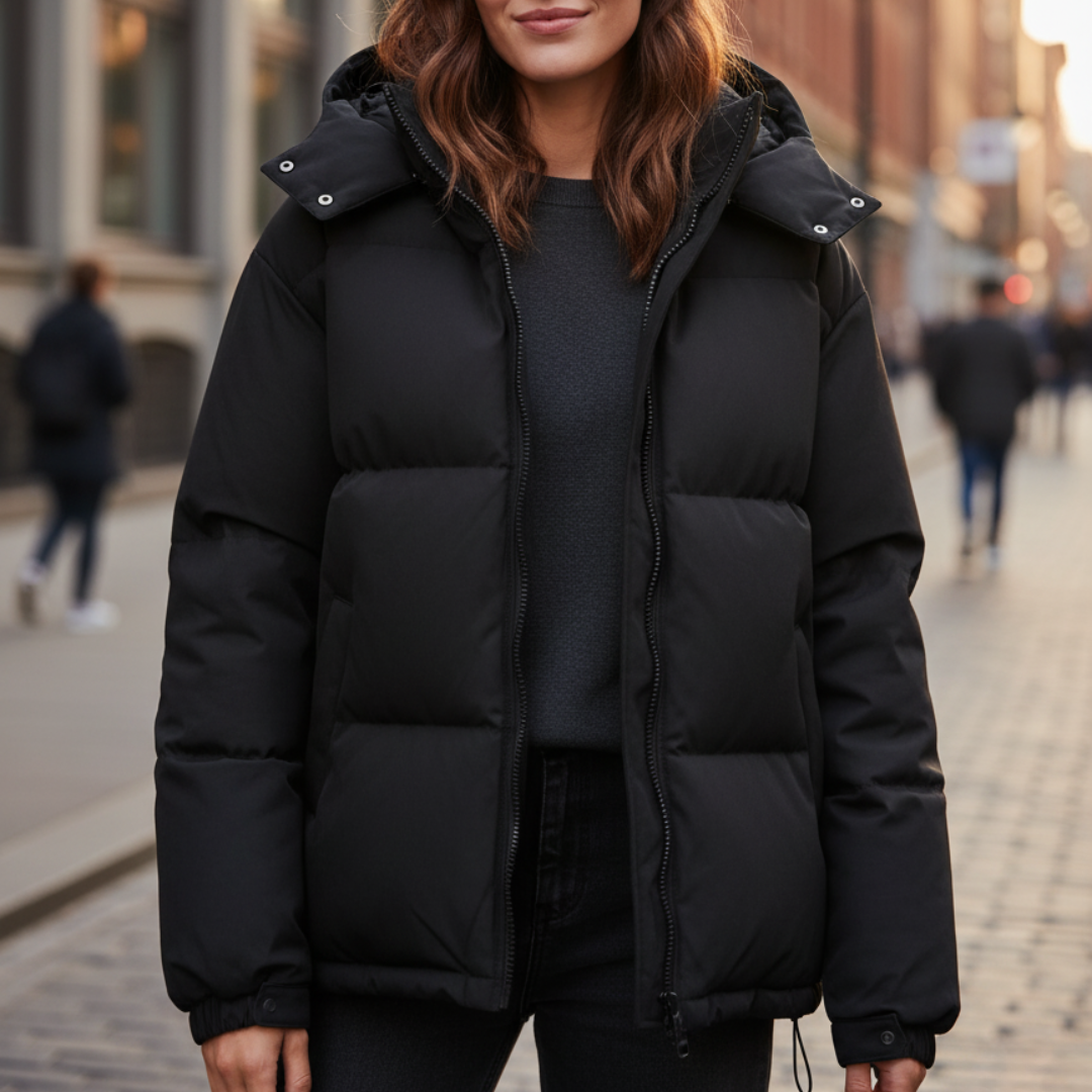 Damen Steppjacke mit Kapuze und praktischen Taschen | A&B - 2 - Annoboutique