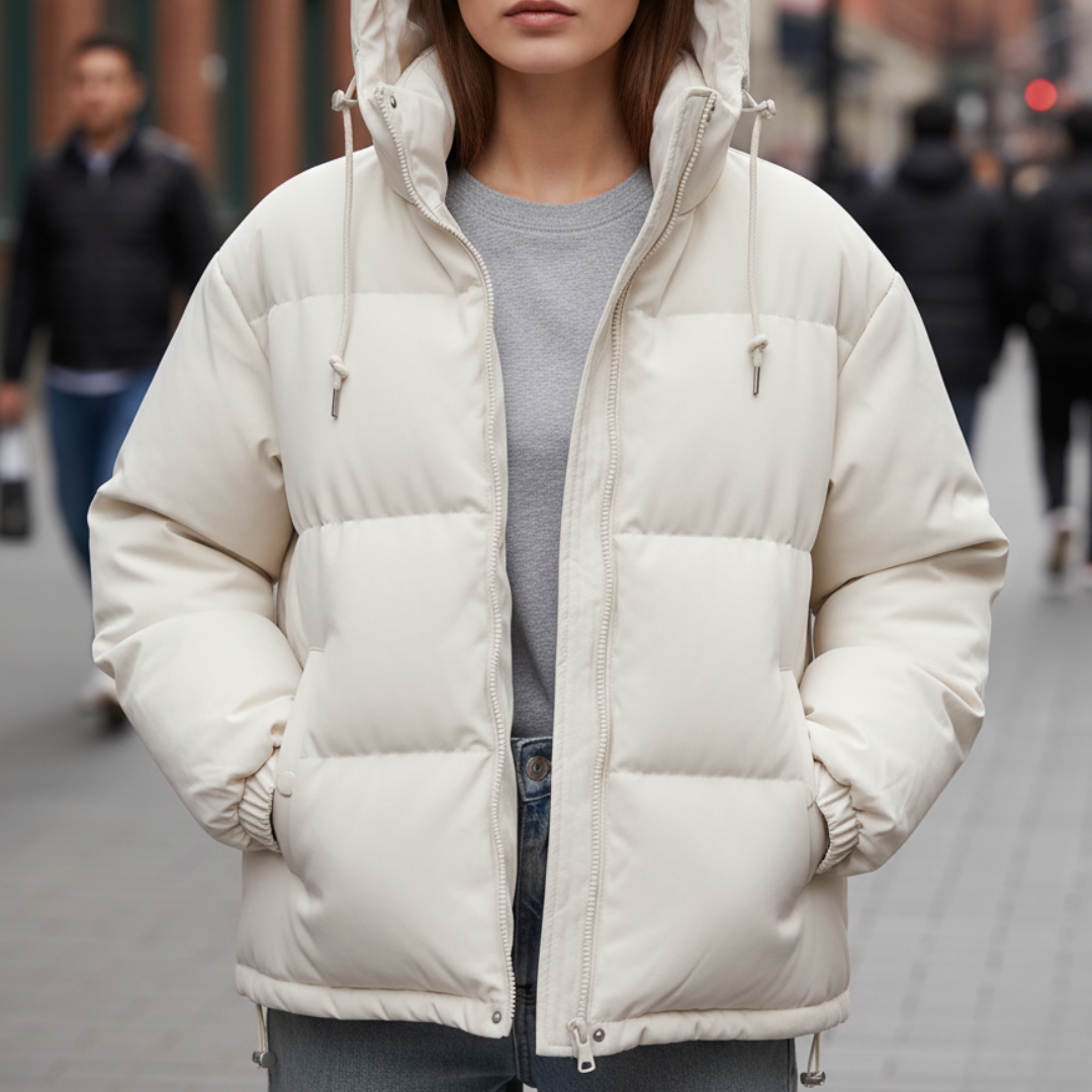 Damen Steppjacke mit Kapuze und praktischen Taschen | A&B - 3 - Annoboutique