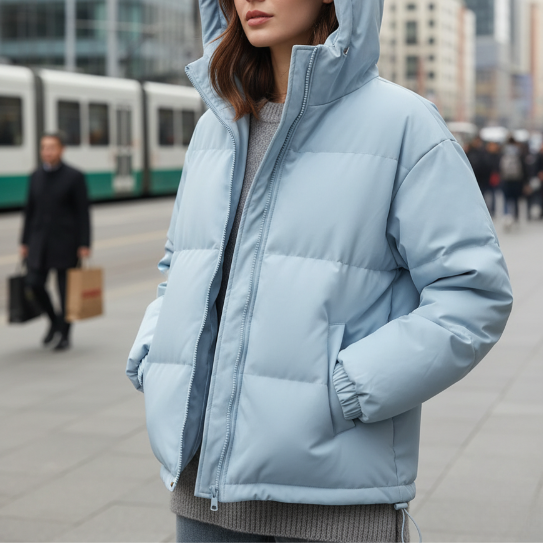 Damen Steppjacke mit Kapuze und praktischen Taschen | A&B - 4 - Annoboutique