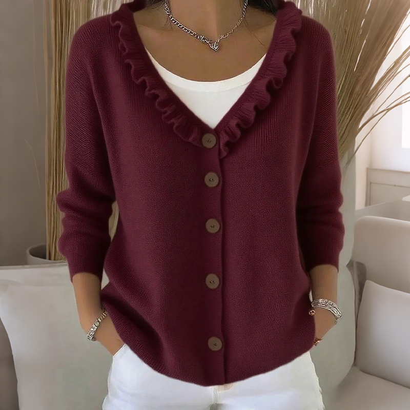 Damen Cardigan mit femininer Silhouette und Knopfverschluss | A&B - 8 - Annoboutique