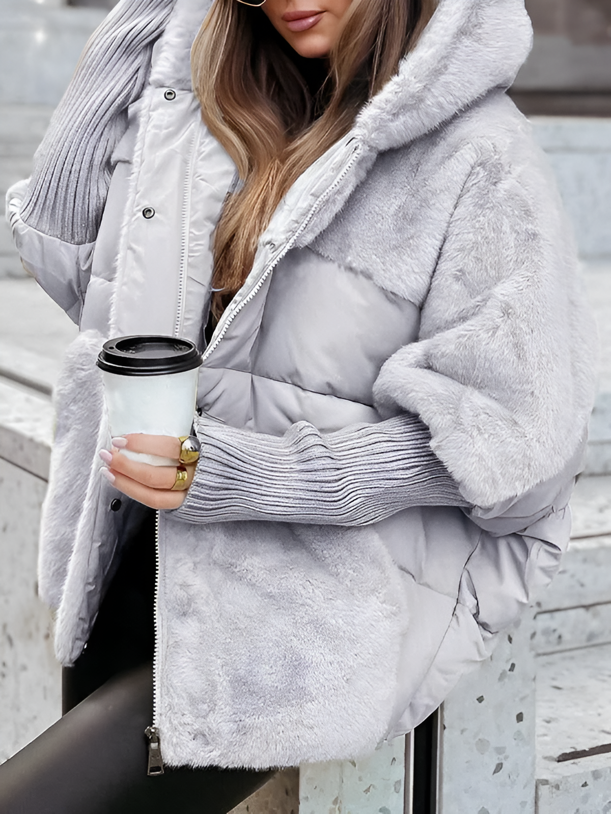 Steppjacke Damen | Oversized Schnitt mit Kapuze 7