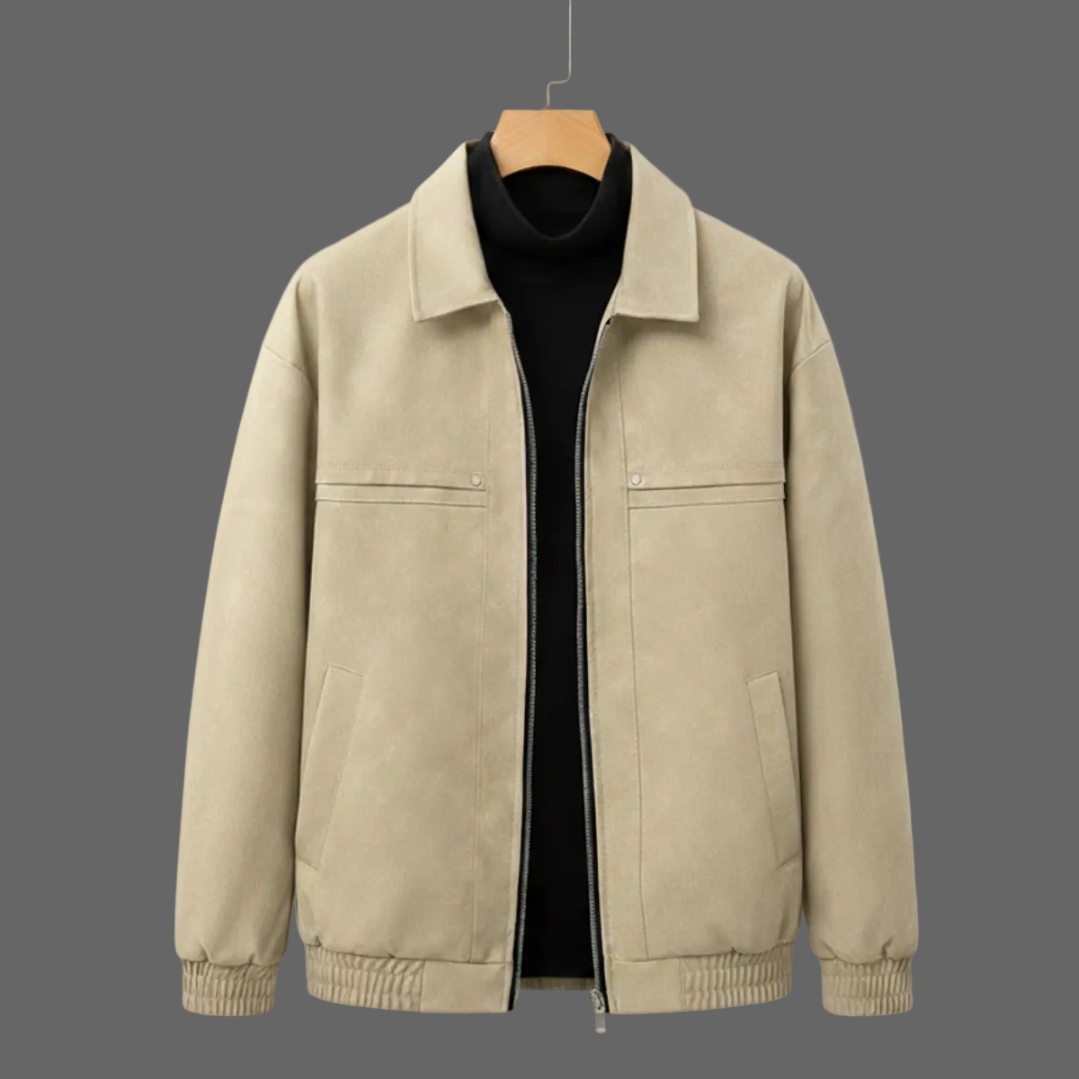 Herren Bomberjacke Minimalistisch Stehkragen Elastische Bündchen 7