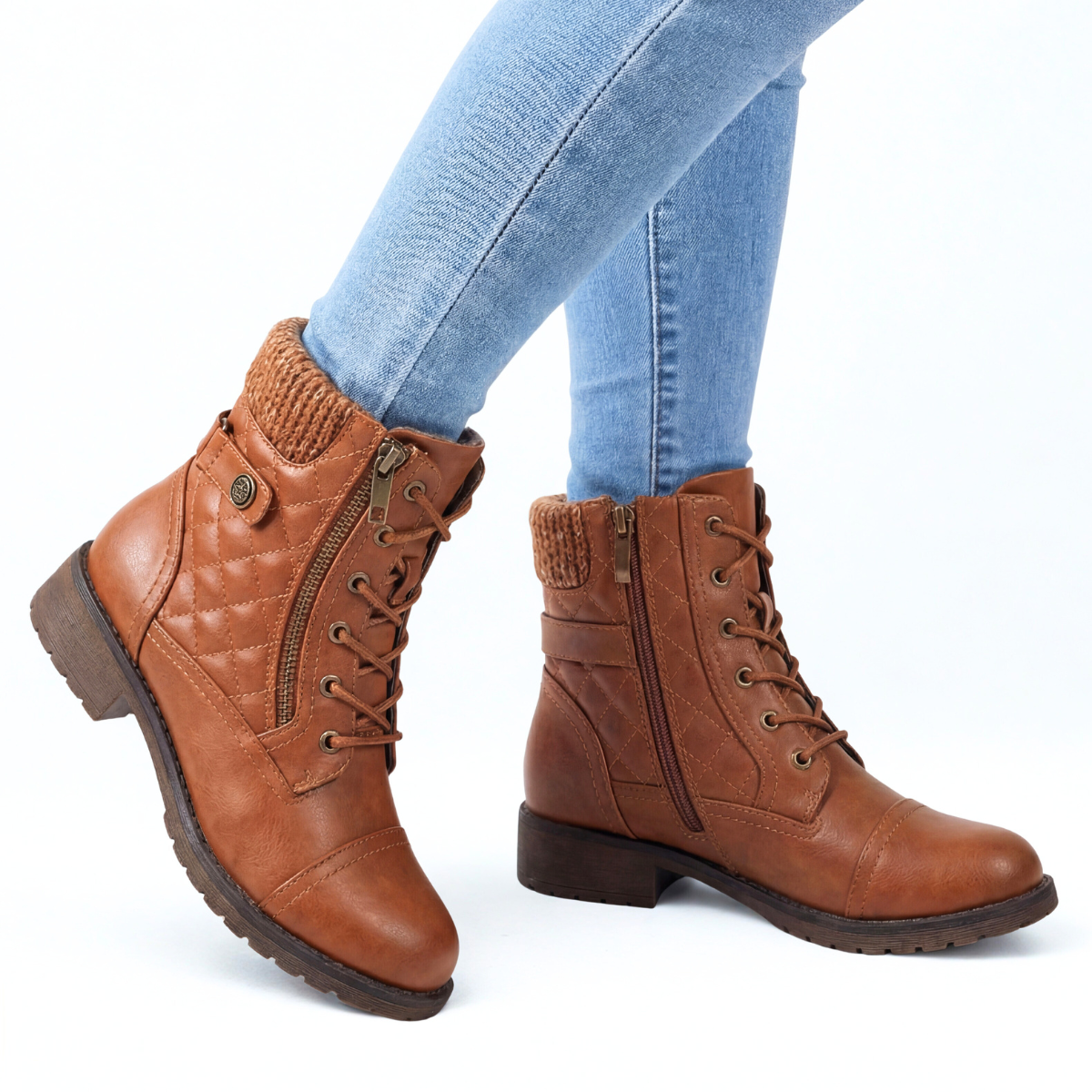 Damen Ankle Boots Gesteppt Gepolstert Reißverschluss 1