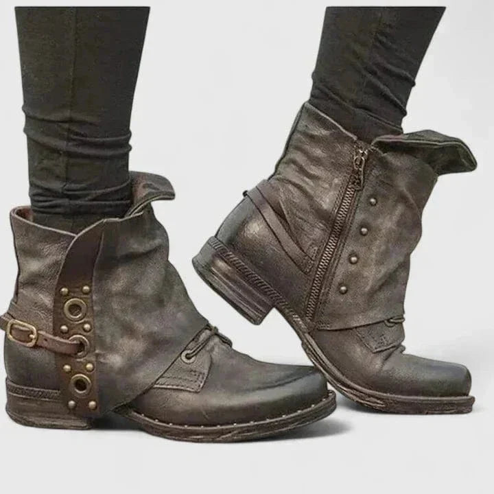 Stiefeletten Damen | Vintage-Look mit Schnallendetail 1
