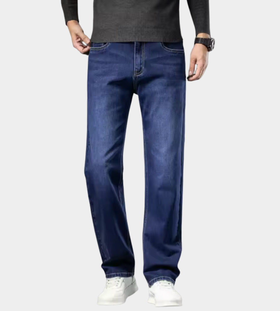 Herren Jeans Gerades Bein Flexible Passform Mittelhoher Bund 2