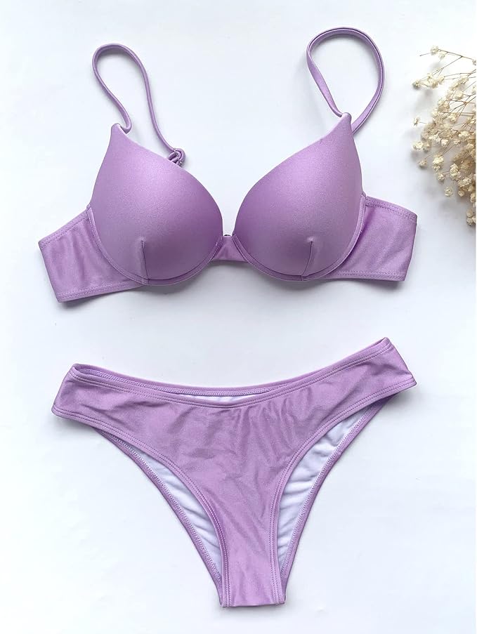 Dame Bikini Sæt 3-Dele | Push-Up Top, Bikini Trusse & Slå-Om Nederdel